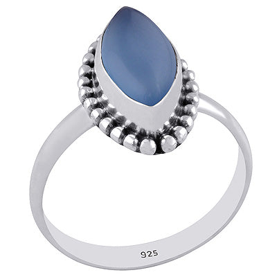 Beautiful Rawa Work Around Blue Chalcedony Marquise Shape 925 Sterling Solid Silver Ring - R3401290-43