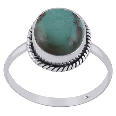 Authentic Wire Work Around Natural Turquoise Oval Shape 925 Sterling Solid Silver Rings - R3401343-8