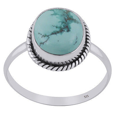 Authentic Wire Work Around Natural Turquoise Oval Shape 925 Sterling Solid Silver Rings - R3401343-9