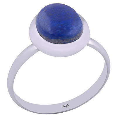 Beautiful Gemstone Lapis Oval Shape 925 Sterling Solid Silver Ring - R3401376-42