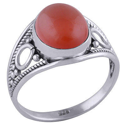 Beautiful Sides Carnelian Natural Gemstone Oval Shape 925 Sterling Solid Silver Ring - R3401426-63