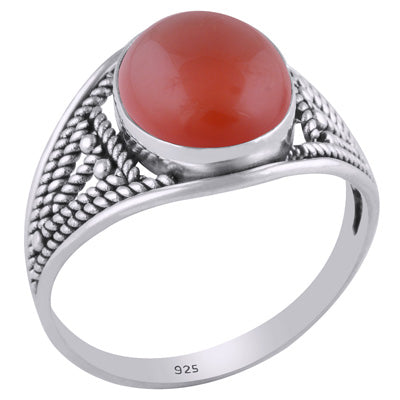 Gorgeous Handwork b/w Split Shank Carnelian Oval Shape 925 Sterling Solid Silver Ring - R3401427-108