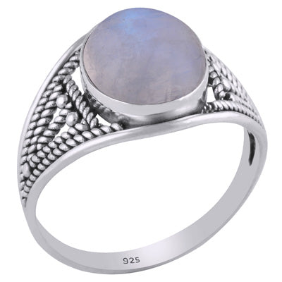 Gorgeous Handwork b/w Split Shank Rainbow Moonstone Oval Shape 925 Sterling Solid Silver Ring - R3401427-11
