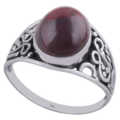 Gorgeous Wire & Rawa Work Around Garnet Oval Shape 925 Sterling Solid Silver Ring - R3401446-122