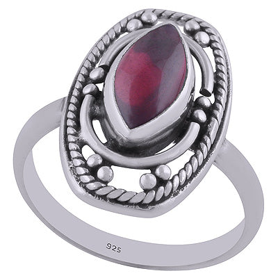 Alluring Rawa & Wire Work Around Garnet Marquise Shape 925 Sterling Solid Silver Ring - R3401454-120