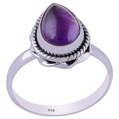 Stylish Handwork Around Amethyst Pear Shape 925 Sterling Solid Silver Ring - R3401474-1