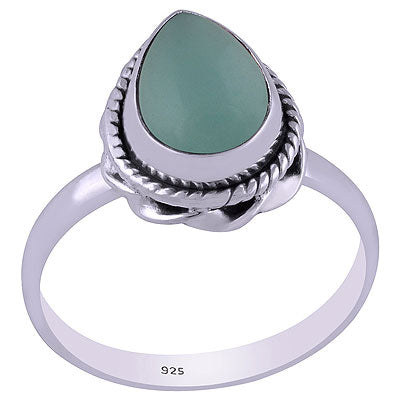 Stylish Handwork Around Aqua Chalcedony Pear Shape 925 Sterling Solid Silver Ring - R3401474-180