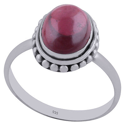 Stunning Rawa Work Around Garnet Oval Shape 925 Sterling Solid Silver Ring - R3401483-10
