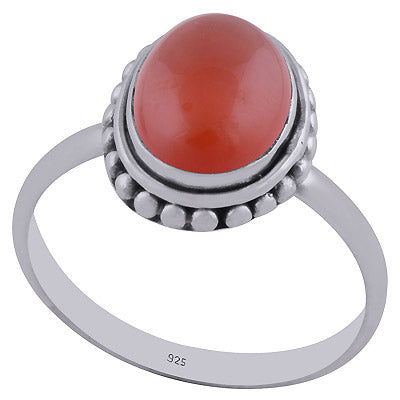 Stunning Rawa Work Around Carnelian Oval Shape 925 Sterling Solid Silver Ring - R3401483-31