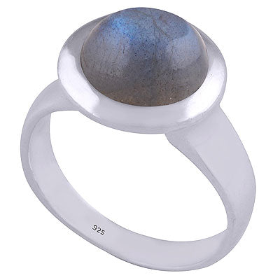 Gorgeous Bold Setting Around Labradorite Round Shape 925 Sterling Solid Silver Ring - R3401491-70