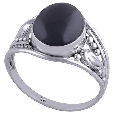Alluring Rawa & Wire Work Around Black Onyx Oval Shape 925 Sterling Solid Silver Ring - R3401496-27