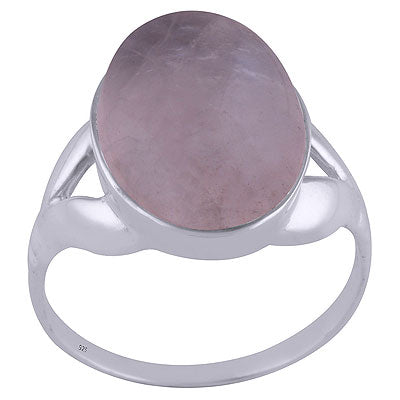 Stunning Split Shank Around Rose Quartz Oval Shape 925 Sterling Solid Silver Ring - R3401504-83