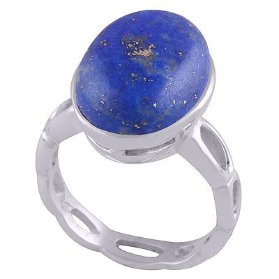 Gorgeous Cut Work Shank Around Lapis Oval Shape 925 Sterling Solid Silver Ring - R3401509-15