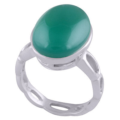 Gorgeous Cut Work Shank Around Green Onyx Oval Shape 925 Sterling Solid Silver Ring - R3401509-26