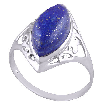 Alluring Cut Work Around Lapis Marquise Shape 925 Sterling Solid Silver Ring - R3401511-14
