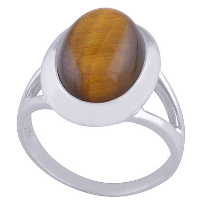 Stunning Split Shank Around Tiger's Eye Oval Shape 925 Sterling Solid Silver Ring - R3401514-59