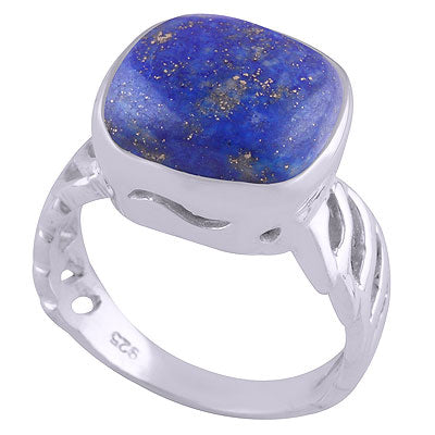 Stunning Cut Work Around Lapis Square Shape 925 Sterling Solid Silver Ring - R3401517-20