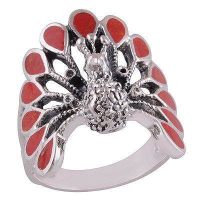 Coral 925 Sterling Silver Ring - R3401527-1