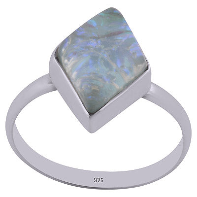 Stunning Gemstone Opal Rhombus Shape 925 Sterling Solid Silver Ring - R3401543-48