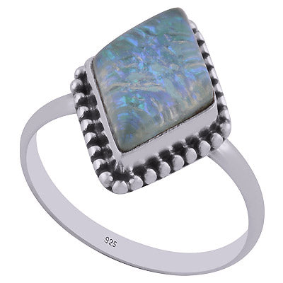 Stunning Rawa Work Around Opal Rhombus Shape 925 Sterling Solid Silver Ring - R3401544-31