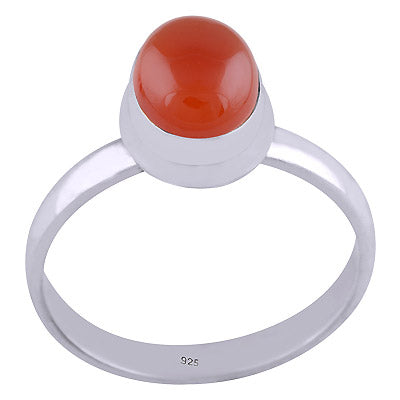 Beautiful Plain Carnelian Oval Shape 925 Sterling Solid Silver Ring - R3401546-85