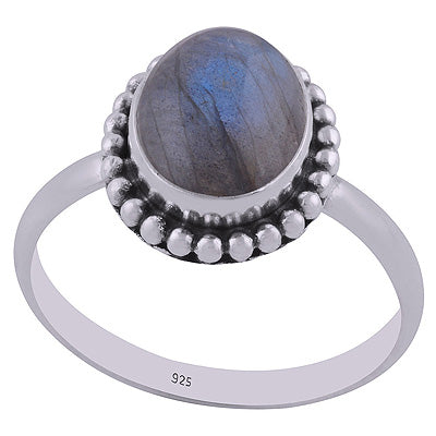 Gorgeous Rawa Work Around Labradorite Oval Shape 925 Sterling Solid Silver Ring - R3401548-40