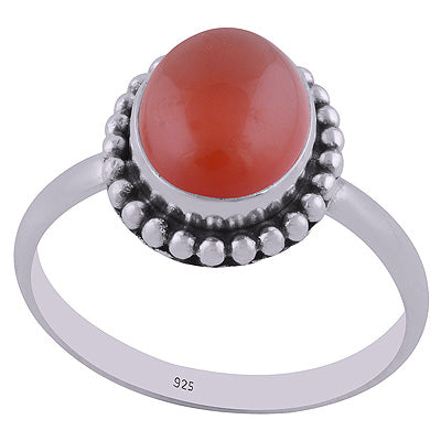 Gorgeous Rawa Work Around Carnelian Oval Shape 925 Sterling Solid Silver Ring - R3401548-47