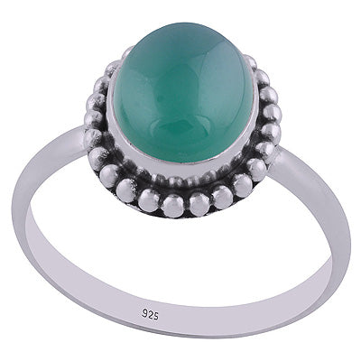 Gorgeous Rawa Work Around Green Onyx Oval Shape 925 Sterling Solid Silver Ring - R3401548-49
