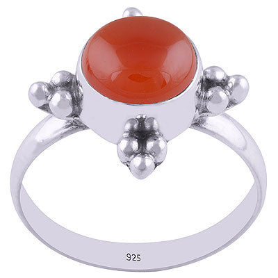Alluring Rawa Work Around Carnelian Round Shape 925 Sterling Solid Silver Ring - R3401557-11