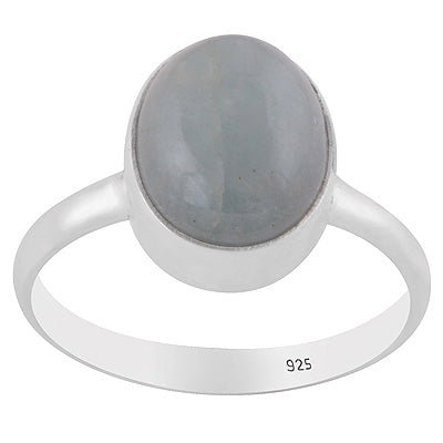 Criss Plain Collet Natural Aquamarine Oval Shape 925 Sterling Solid Silver Ring - R3401573-1