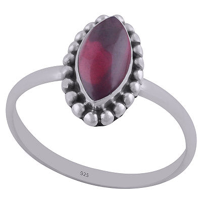Stunning Rawa Work Around Garnet Marquise Shape 925 Sterling Solid Silver Ring - R3401588-114