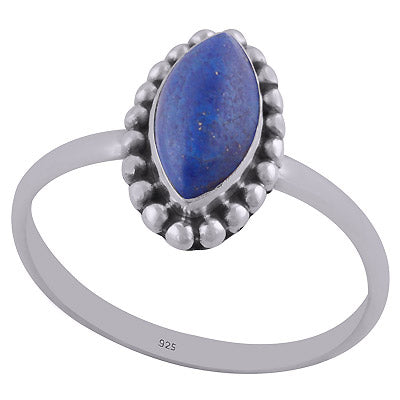 Stunning Rawa Work Around Lapis Marquise Shape 925 Sterling Solid Silver Ring - R3401588-120