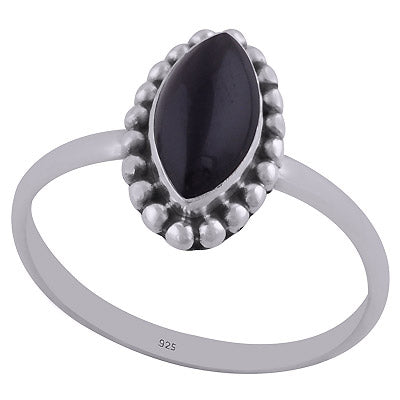 Stunning Rawa Work Around Black Onyx Marquise Shape 925 Sterling Solid Silver Ring - R3401588-132