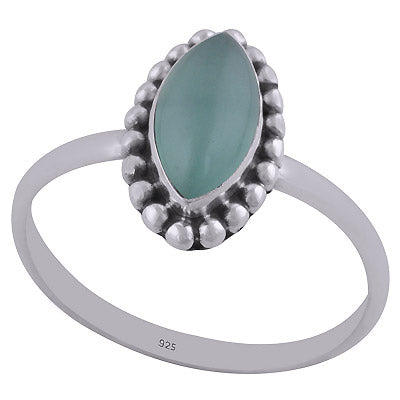 Stunning Rawa Work Around Aqua Chalcedony Marquise Shape 925 Sterling Solid Silver Ring - R3401588-136