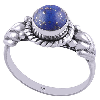 Stunning Handwork Around Lapis Round Shape 925 Sterling Solid Silver Ring - R3401676-23