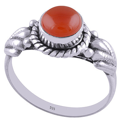 Stunning Handwork Around Carnelian Round Shape 925 Sterling Solid Silver Ring - R3401676-77
