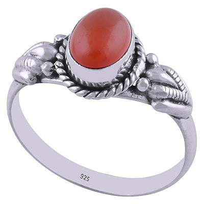 Stunning Handwork Around Carnelian Oval Shape 925 Sterling Solid Silver Ring - R3401677-41