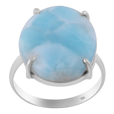 Beautiful Prong Setting Around Larimar Fancy Shape 925 Sterling Solid Silver Ring - R3401730-93