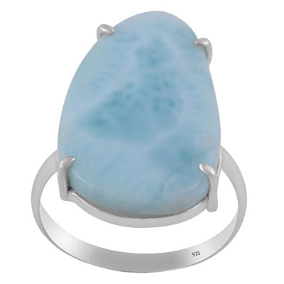 Beautiful Prong Setting Around Larimar Fancy Shape 925 Sterling Solid Silver Ring - R3401730-95