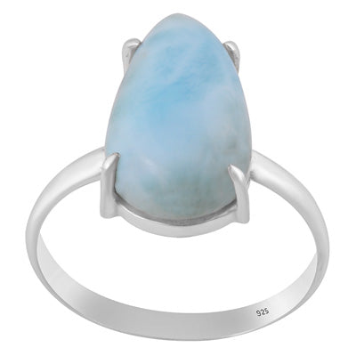 Beautiful Prong Setting Around Larimar Fancy Shape 925 Sterling Solid Silver Ring - R3401730-96