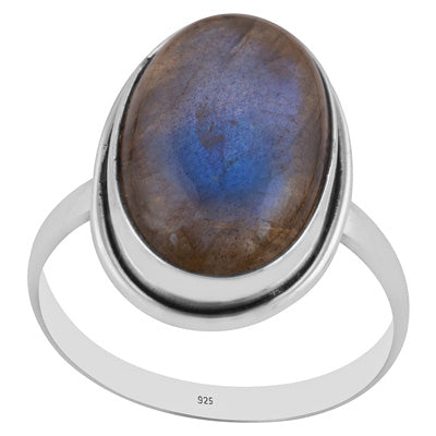 Beautiful Stone Labradorite Oval Shape 925 Sterling Solid Silver Ring - R3401732-280