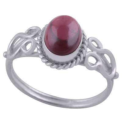 Gorgeous Handcrafted Work Around Garnet Oval Shape 925 Sterling Solid Silver Ring - R3401744-52