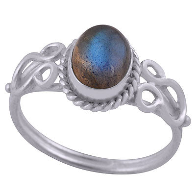 Gorgeous Handcrafted Work Around Labradorite Oval Shape 925 Sterling Solid Silver Ring - R3401744-55