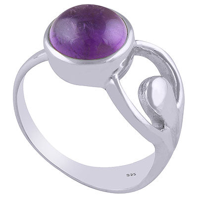 Gorgeous Cut Out Shank Around Amethyst Round Shape 925 Sterling Solid Silver Ring - R3401752-3
