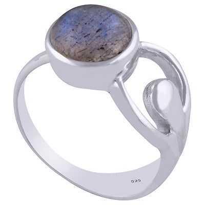 Gorgeous Cut Out Shank Around Labradorite Round Shape 925 Sterling Solid Silver Ring - R3401752-7