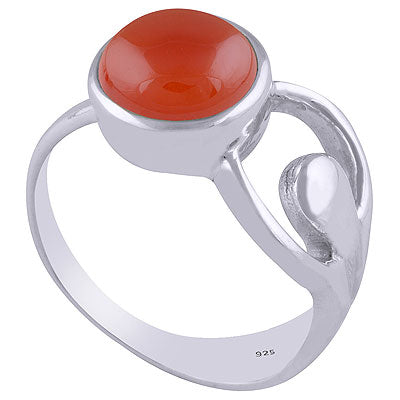 Gorgeous Cut Out Shank Around Carnelian Round Shape 925 Sterling Solid Silver Ring - R3401752-9