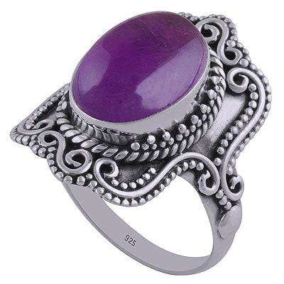 Gorgeous Hand Work Around Amethyst Oval Shape 925 Sterling Solid Silver Ring - R3401802-1