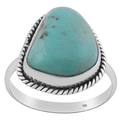 Gorgeous Textured Wire Around Mohave Turquoise Rectangle Shape 925 Sterling Solid Silver Ring - R3401809-35