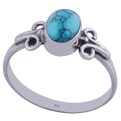 Beautiful Side Work Turquoise Oval Shape 925 Sterling Solid Silver Ring - R3401837-191