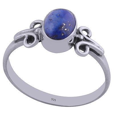 Beautiful Side Work Lapis Oval Shape 925 Sterling Solid Silver Ring - R3401837-199